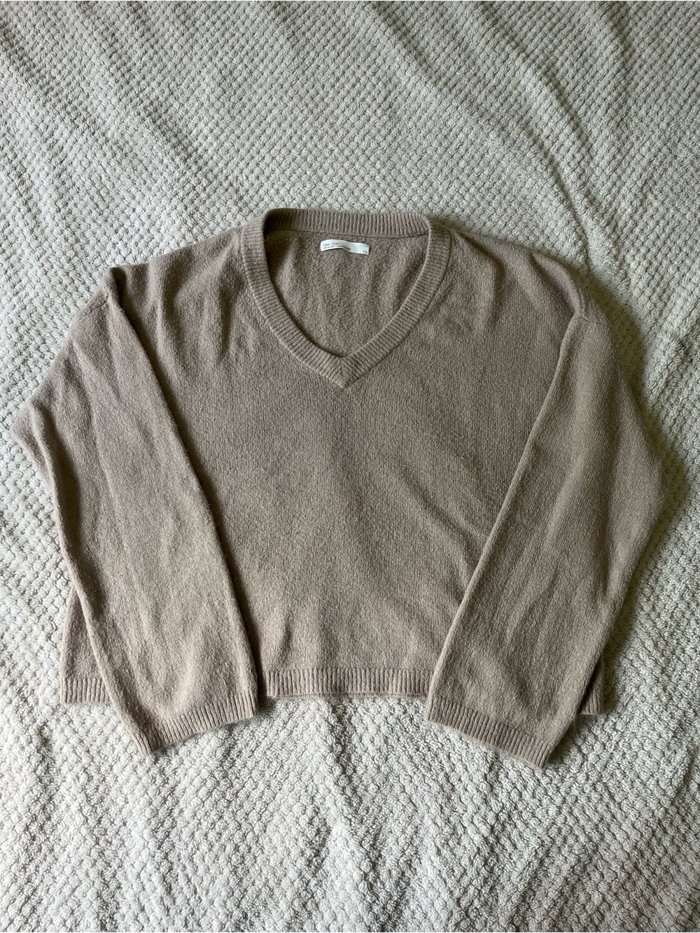 OAK + FORT Women's V-Neck Sweater in Taupe